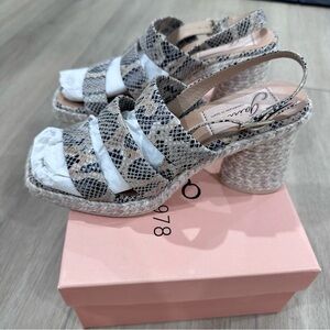 Gaimo Corin snake print espadrille sandal nude Size 37 US 7